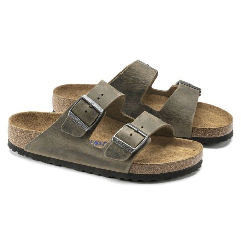 Klapki damskie/męskie Birkenstock Arizona Soft Footbed Oiled Leather Narrow Faded Khaki na wąską stopę olejowana skóra (1019377) Birkenstock