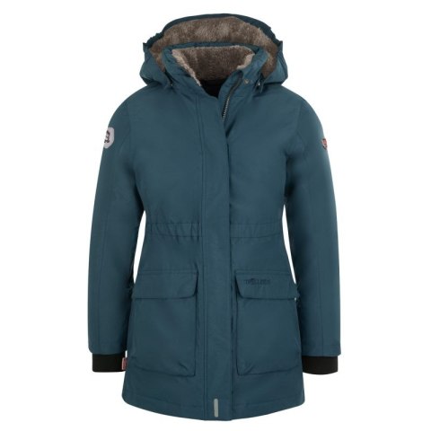 Kurtka z kapturem wodoodporna dziecięca Trollkids Girls Alesund Coat puchowa zimowa granatowa (301-142) Trollkids
