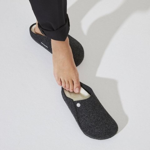 Kapcie damskie/męskie ocieplane Birkenstock Anthracite z wełnianego filcu narrow wąskie (1015084) Birkenstock