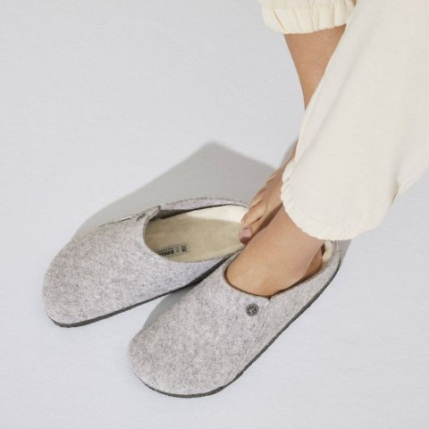 Kapcie męskie/damskie ocieplane Birkenstock Zermatt Light Gray z wełnianego filcu regular szerokie (1015092) Birkenstock