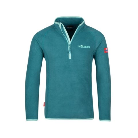 Bluza polarowa dla dziewczynki/chłopca z zamkiem Trollkids Kids Nordland Half Zip zielona (707-332) Trollkids