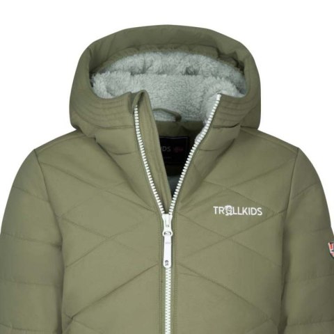 Kurtka ocieplana dla dziewczynki Trollkids Girls Bergen Coat plaszcz długi wodoodporny zielony (460-350) Trollkids