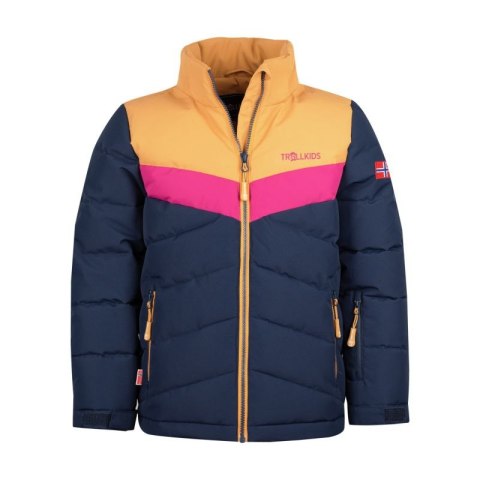 Kurtka zimowa z kapturem dziewczęca Trollkids Girls Gryllefjord Jacket ocieplana granatowa (461-165) Trollkids
