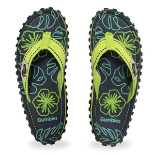 Japonki Gumbies Islander Flip-Flops Lime Hibiscus GU-FFISL148 Gumbies
