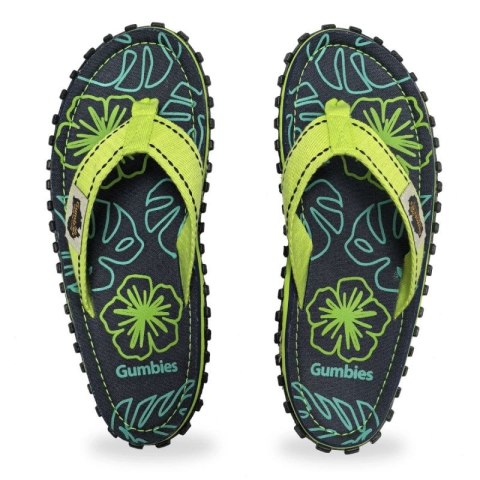 Japonki Gumbies Islander Flip-Flops Lime Hibiscus GU-FFISL148 Gumbies