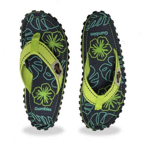 Japonki Gumbies Islander Flip-Flops Lime Hibiscus GU-FFISL148 Gumbies