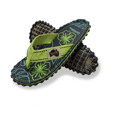 Japonki Gumbies Islander Flip-Flops Lime Hibiscus GU-FFISL148 Gumbies