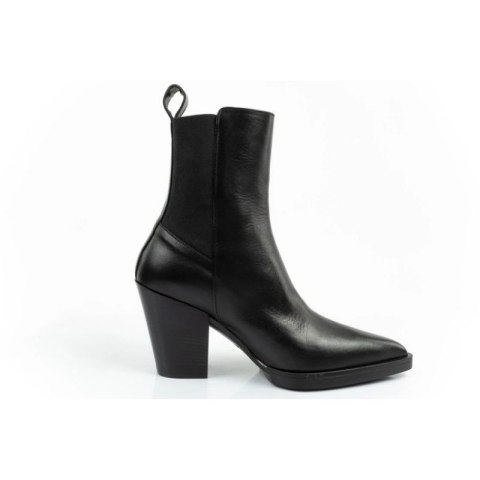 Karl Lagerfeld Kowboy buty damskie botki kowbojki skórzane czarne
