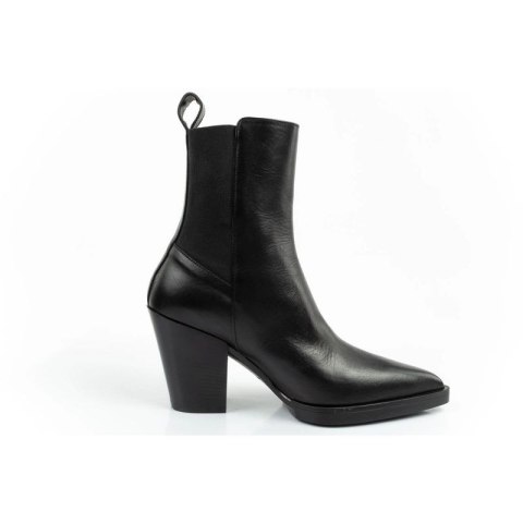 Karl Lagerfeld Kowboy buty damskie botki kowbojki skórzane czarne