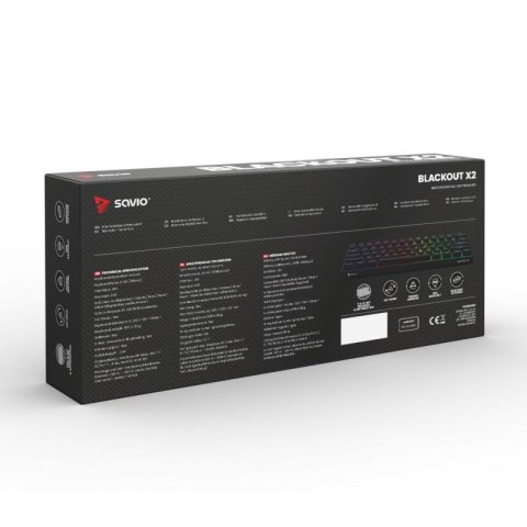 SAVIO KLAWIATURA MECHANICZNA BLACKOUT X2 OUTEMU RED HOT SWAP