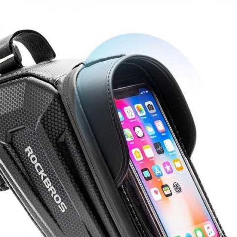 Sakwa rowerowa Rockbros B68-1 na ramę pancerna z kieszonką na telefon 1.7l - czarna