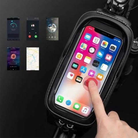 Sakwa rowerowa Rockbros B68-1 na ramę pancerna z kieszonką na telefon 1.7l - czarna