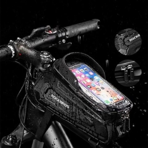 Sakwa rowerowa Rockbros B68-1 na ramę pancerna z kieszonką na telefon 1.7l - czarna