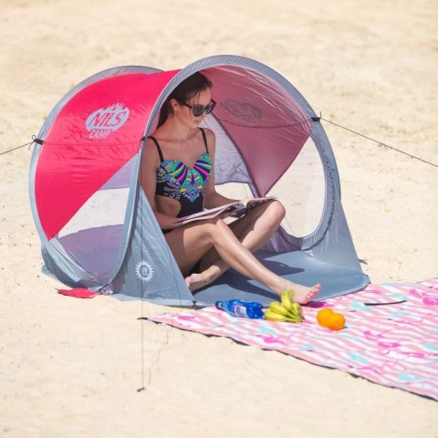 Namiot plażowy samorozkładający NILS CAMP NC3142 Czerwono-szary