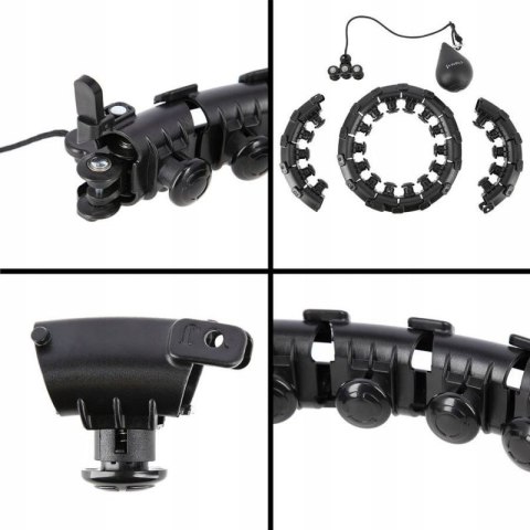 Hula Hop HMS HHW01 z obciążnikiem i wypustkami czarny + pas BR163 czerwony w zestawie HMS