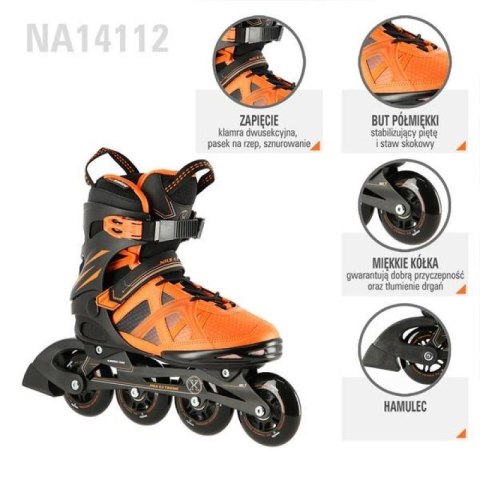 Łyżworolki NILS Extreme NA14112 czarno-pomarańczowe rozm. 38