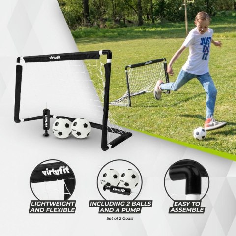 VIRTUFIT ZESTAW BRAMEK DO PIŁKI NOŻNEJ DLA DZIECI Z 2 PIŁKAMI I POMPKĄ - BRAMKI DO PIŁKI NOŻNEJ - 92 Virtufit