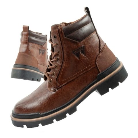 Wrangler Nevada buty męskie sztyblety trzewiki eleganckie modne sznurowane brązowe