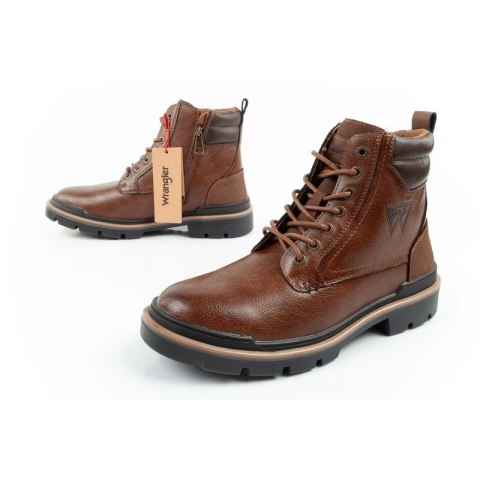Wrangler Nevada buty męskie sztyblety trzewiki eleganckie modne sznurowane brązowe