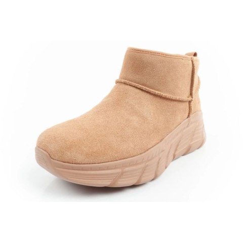 Skechers buty zimowe damskie botki za kostkę ocieplane skórzane brązowe Skechers