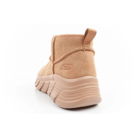 Skechers buty zimowe damskie botki za kostkę ocieplane skórzane brązowe Skechers