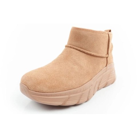 Skechers buty zimowe damskie botki za kostkę ocieplane skórzane brązowe Skechers