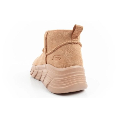 Skechers buty zimowe damskie botki za kostkę ocieplane skórzane brązowe Skechers