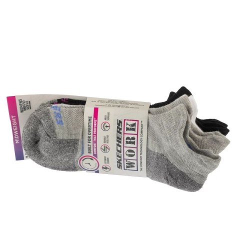 Skechers 3pk Work Lowcut Womens Socks S119052-GRBK Szare One size Skechers