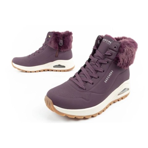 Skechers Uno Rugged buty sportowe damskie botki ocieplane zimowe fioletowe Skechers