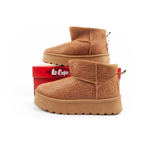 Lee Cooper buty śniegowce damskie zimowe modne futerko ocieplane botki brązowe