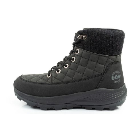 Lee Cooper buty sportowe damskie zimowe trekkingowe ocieplane czarne skóra ekologiczna
