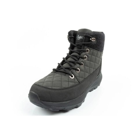 Lee Cooper buty sportowe damskie zimowe trekkingowe ocieplane czarne skóra ekologiczna
