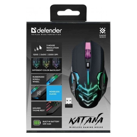 DEFENDER MYSZ GAMINGOWA KATANA GM-511 RF 3200DPI 7P CZARNA 52511