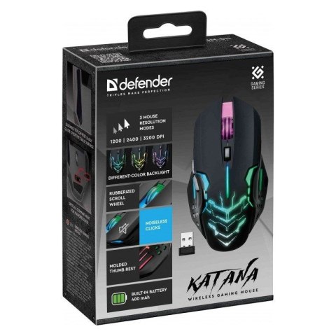 DEFENDER MYSZ GAMINGOWA KATANA GM-511 RF 3200DPI 7P CZARNA 52511