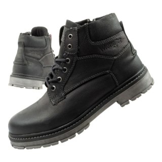 Wrangler Allan Mid buty męskie sztyblety trzewiki eleganckie skórzane czarne