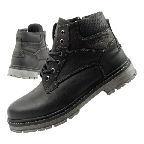 Wrangler Allan Mid buty męskie sztyblety trzewiki eleganckie skórzane czarne