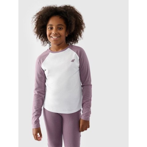 Longsleeve regular gładki dziewczęcy 4F Junior 4FJWAW24TLONF291-51S 4f