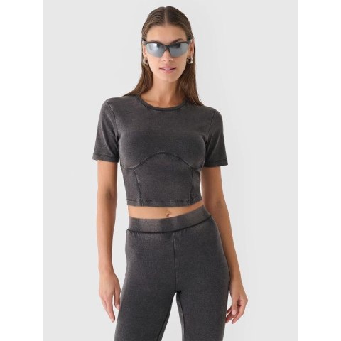 Crop top slim gładki damski 4F 4FRAW24TTSHF2581-20S 4f