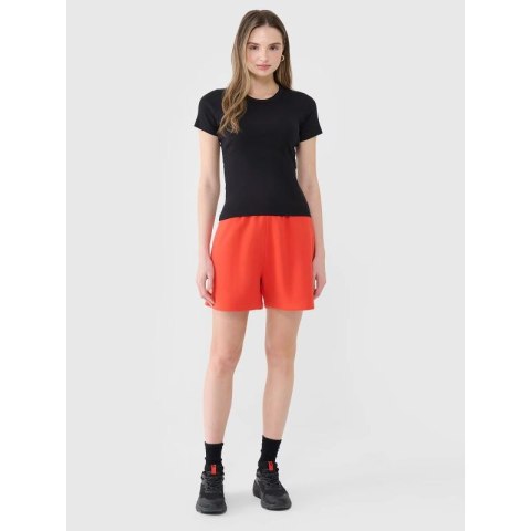 T-shirt slim z prążkowanej dzianiny damski 4F 4FWSS25TTSHF1968-20S 4f