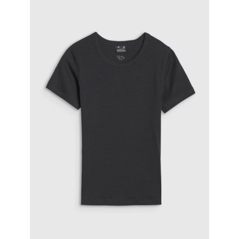T-shirt slim z prążkowanej dzianiny damski 4F 4FWSS25TTSHF1968-20S 4f