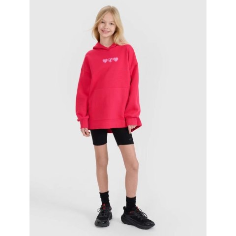 Bluza dziewczęca dresowa nierozpinana z kapturem 4F 4FJRSS25TSWSF2235-62S