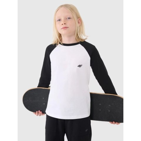 Chłopięcy longsleeve regular gładki 4F 4FJWSS25TLONM420-10S 4f