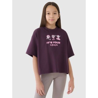 Crop top oversize z nadrukiem dziewczęcy 4F 4FJRSS25TTSHF2587-50S 4f
