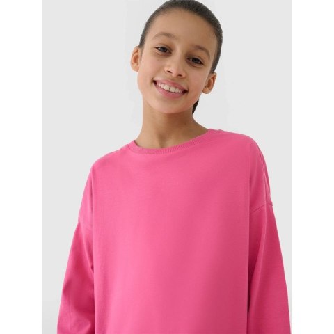Longsleeve oversize gładki dziewczęcy 4F 4FJWSS25TLONF377-54S 4f