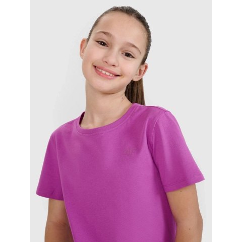 T-shirt regular gładki dziewczęcy 4F 4FJWSS25TTSHF2177-50S 4f