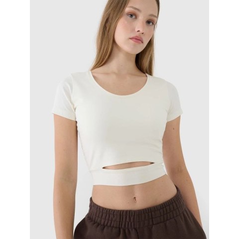 T-shirt crop top gładki damski 4F 4FRSS25TTSHF2695-11S 4f
