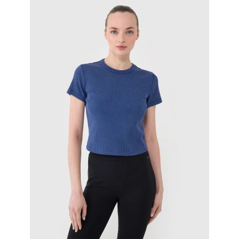 T-shirt slim z prążkowanej dzianiny damski 4F 4FRSS25TTSHF2696-31S 4f