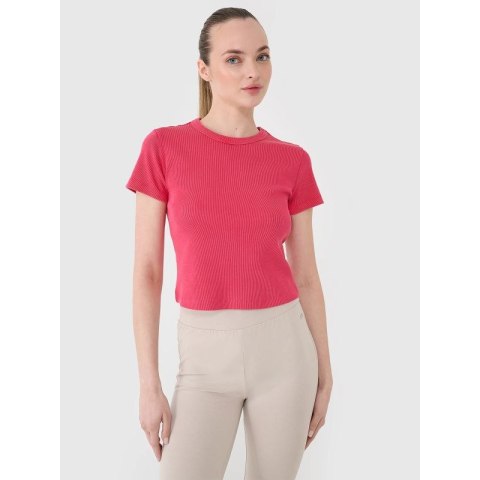 T-shirt slim z prążkowanej dzianiny damski 4F 4FRSS25TTSHF2696-54S 4f