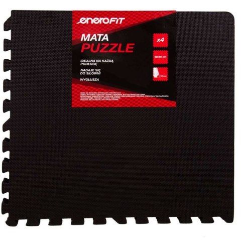 Mata do ćwiczen puzzle EB FIT 60x60x1,0cm 4 szt czarna