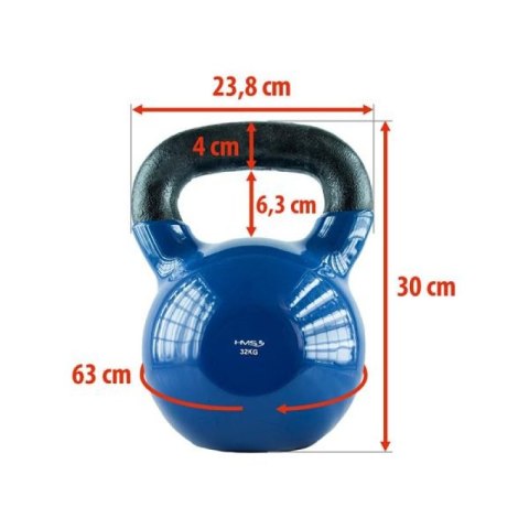 Kettlebell żeliwny pokryty winylem HMS KNV32 BLUE HMS